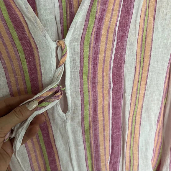 NWOT Rails Brielle Top Linen Blend Hibiscus Stripe Casual Women’s Small - Picture 5 of 13